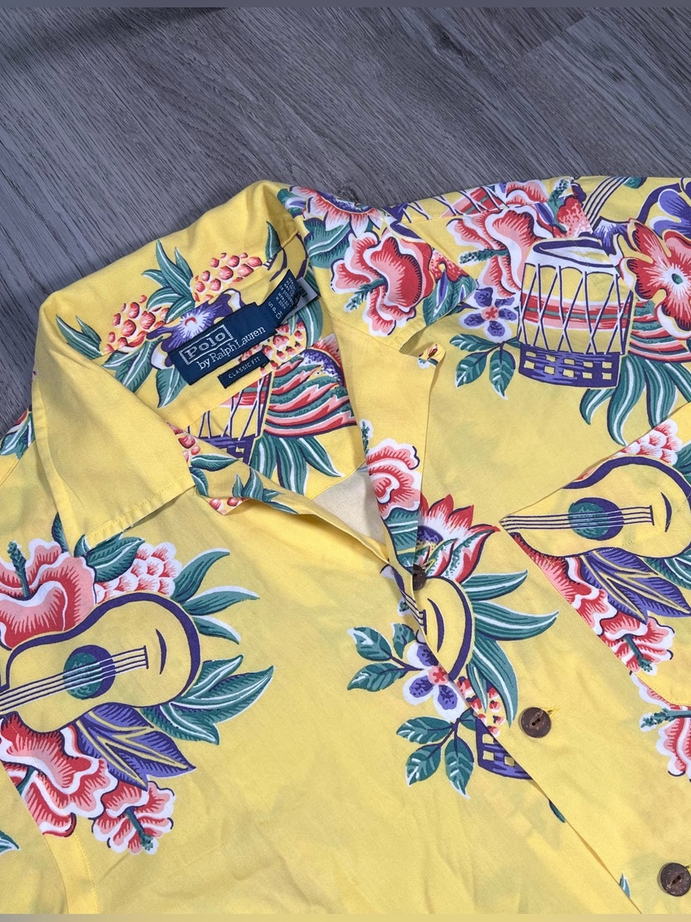 New Polo Ralph Lauren Hawaiian Camp Shirt Mens S Pineapple Tropical Yellow Rayon